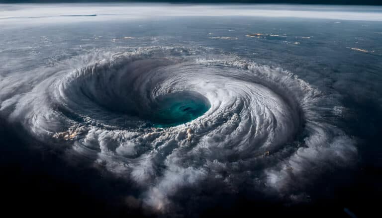 An image of a hurricane over Earth.