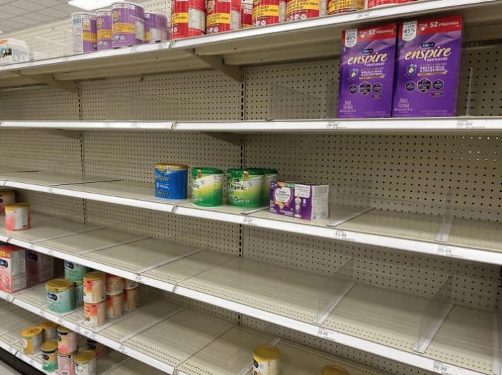 Supermarket shelves almost empty.